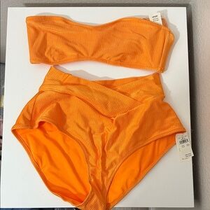 Aerie Orange Ribbed Bikini Set